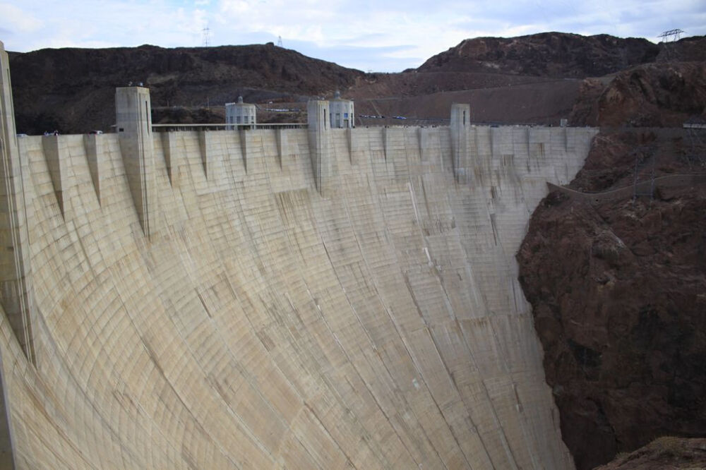 Hoover Dam, on the boundary between Nevada and Arizona