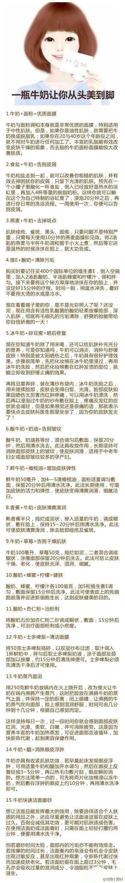 一瓶牛奶让你从头美到脚，牛奶美容的15个小秘方