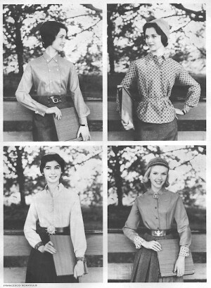 The ‘boyfriend’ shirt, Seventeen, August 1959 (Francesco Scavullo) 腰能不能再细一点儿啊！衬衫和伞裙怎么配都好看！