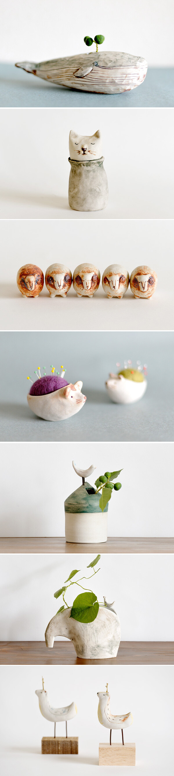 日本艺术家金子佐知恵的手工陶艺作品。
