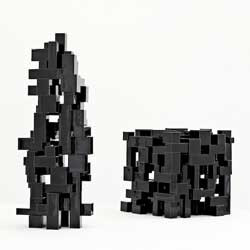 'Black Geometric" sculptures by Danish artist Steen Ipsen in Copenhagen Ceramics.