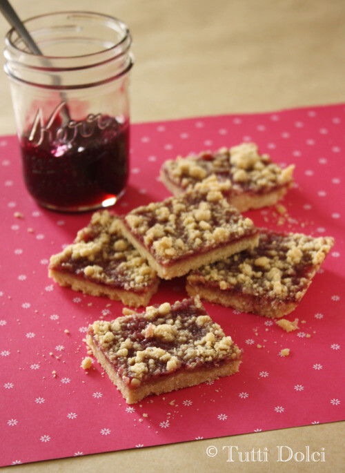 peanut butter & jelly crumb bars