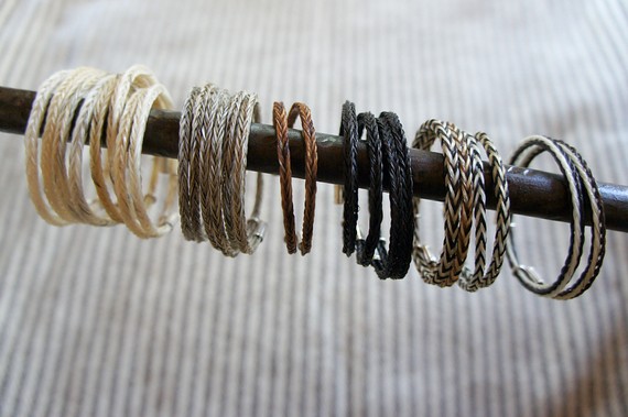 CABALLO Hand Braided Horse Hair Bracelet with Sterling Silver Clasps in RED MIX