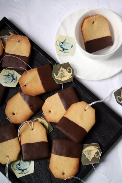 Chocolate dipped tea cookies!