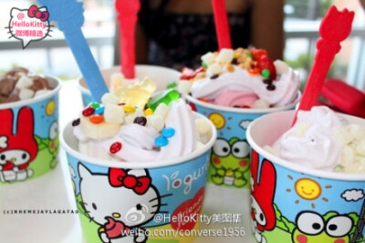 Hello Kitty的冰激凌~！0脂肪含量，美国有售 真是好看有好吃啊