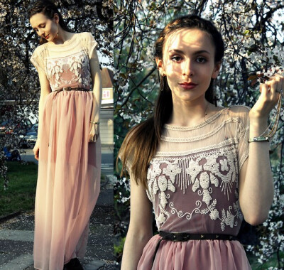 Self Made Skirt, Topshop Embellished Top, Chain Earring, Chain Bracelet, Topshop Embellished Top