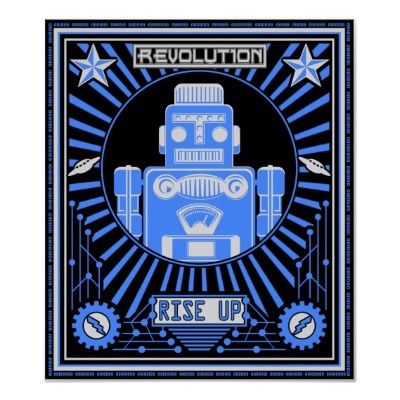 Robot Revolution Blue Print by Imatica from Zazzle.ca