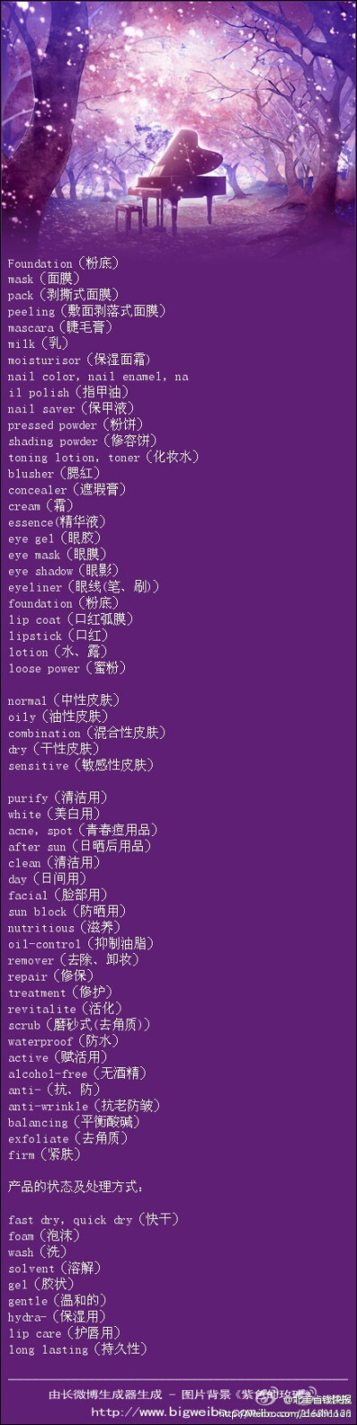 化妆品的中英文对照~~在这里超级实用~~