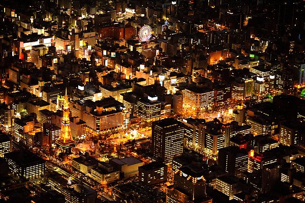 夜景,札幌,航拍