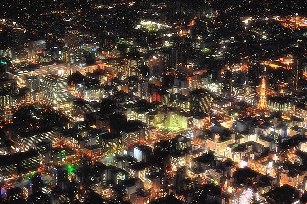 夜景,札幌,航拍