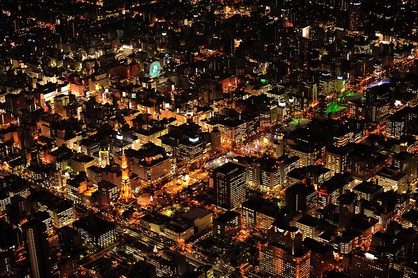 夜景,札幌,航拍