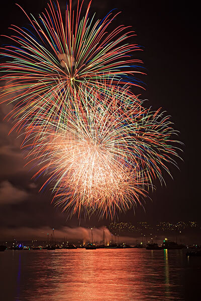 Fireworks over English Bay, Vancouver, British Columbia, Canada