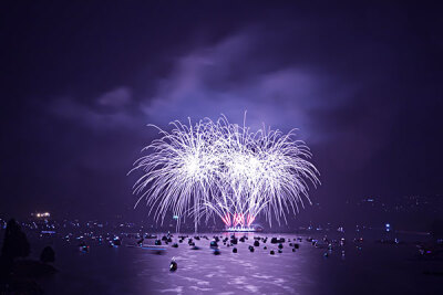 Fireworks over English Bay, Vancouver, British Columbia, Canada