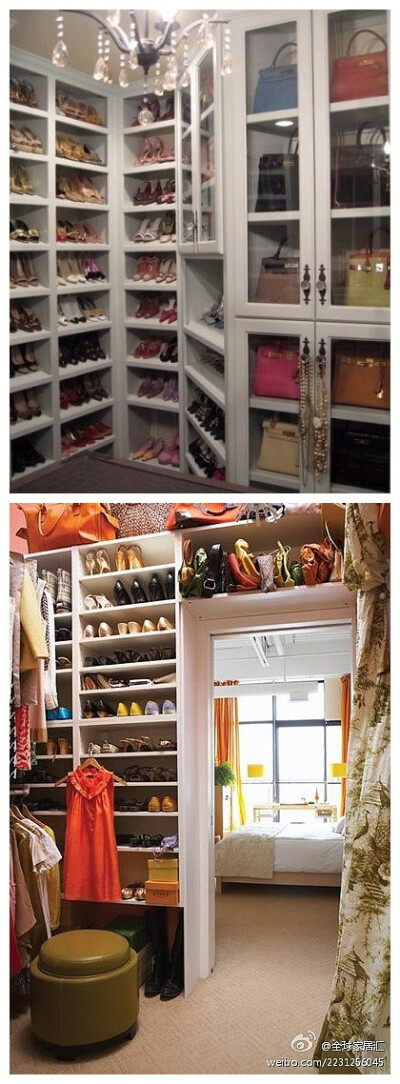 想不想有一间这样的衣帽间呀，又整齐，又好看，流口水~~~