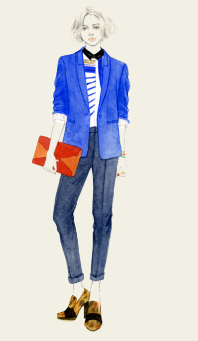 Stella McCartney Blazer, Dries Van Noten Shirt, Pant &amp; Shoes, and of course, Celine Diamond clutch.