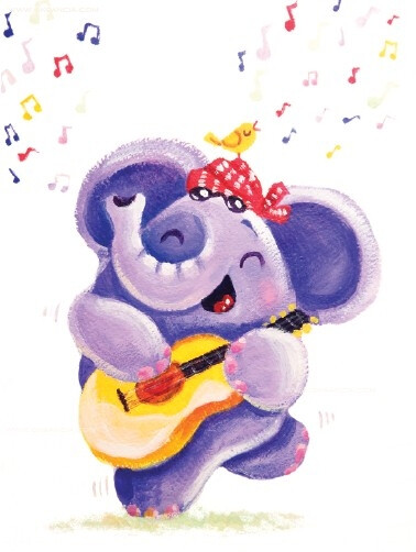 弹吉他的小象。看见就很开心。【阿团丸子】