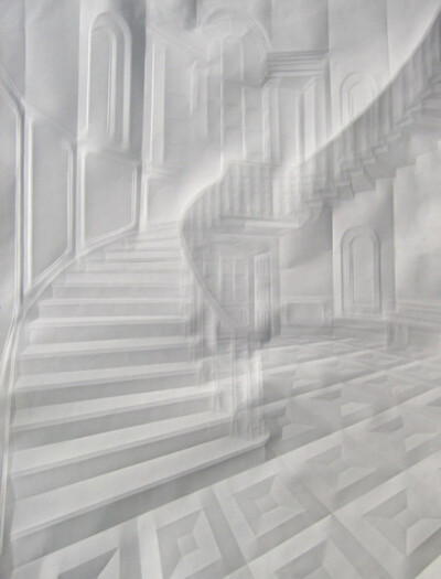 德国天才艺术家Simon Schubert用对折和纸张的折痕创作出的艺术作品。深感佩服！！