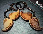 Laser cut and engraved Mustache wood keyring