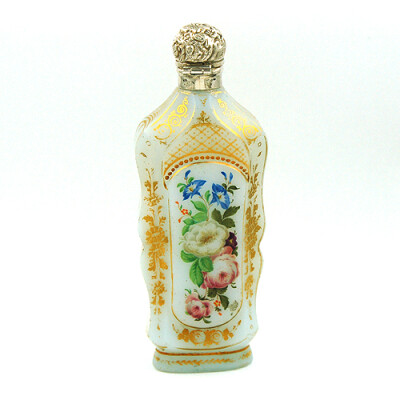 1840年法国乳白玻璃搪瓷花香水瓶
