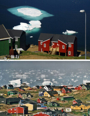 【格陵兰岛】如童话世界一般，真实摄影，而非漫画。格陵兰在它的官方语言丹麦语的字面意思为“绿色的土地”（Greenland）。