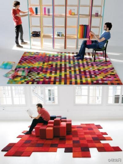 像素格子地毯~对平面设计情有独钟的同学应该很中意哟~