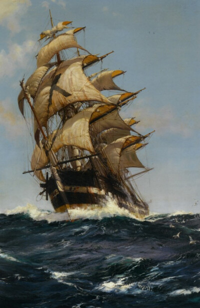 Montague Dawson - "Crest of a Wave" at Art Renewal Center.