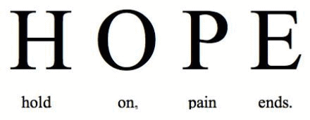 【Hope的含义】 Hold On, Pain Ends. ——坚持住, 痛苦终会过去。