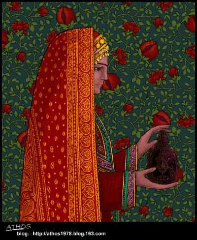 戴绣花盖头的巴勒斯坦