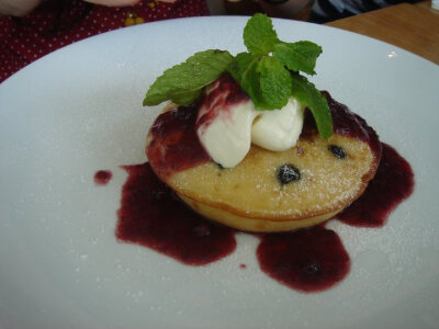 Blueberry Pancake With Vanilla Ice Cream