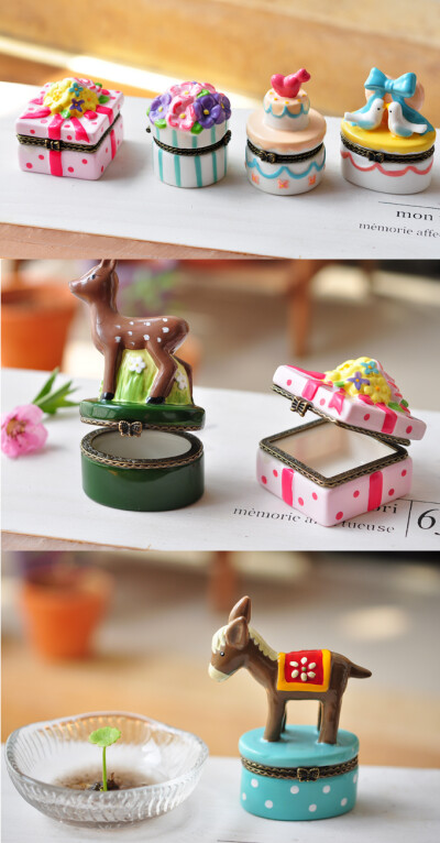 zakka 森林系 小动物陶瓷首饰盒
