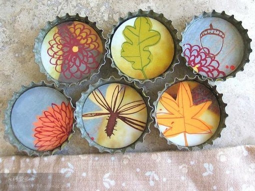 酒瓶盖植物手绘! from internet！