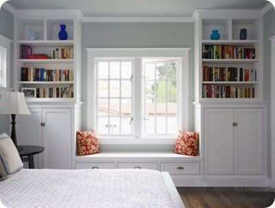 飘窗和书柜相结合，节省空间。