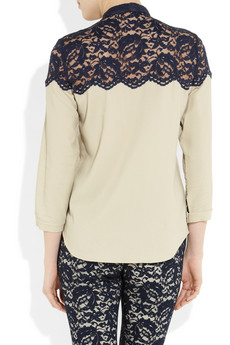 Erdem Casey stretch-crepe and lace blouse