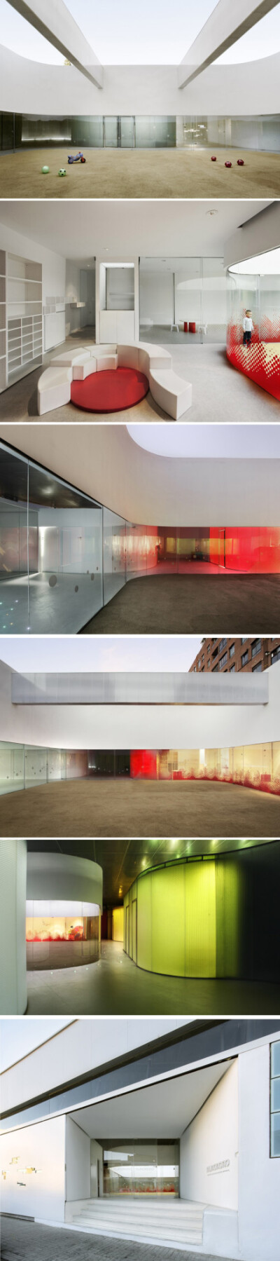 位于瓦伦西亚的NuNo NoNo幼稚园， 建筑师Girod+Anton设计。我认为这种艺术化的空间氛围比那些看起来就非常卡通幼稚的方案更有利于小朋友成长。