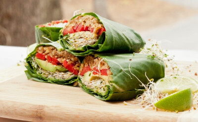 raw vegan collard wraps.