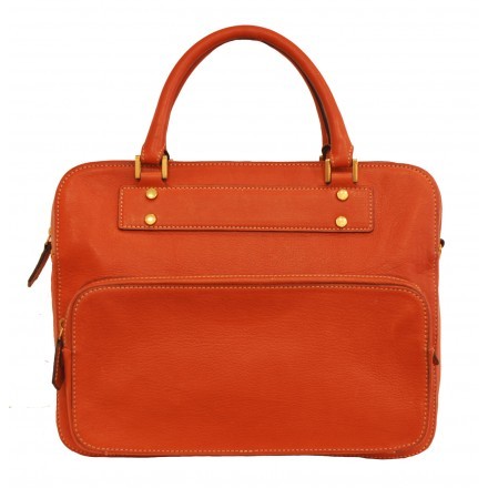 Orange leather bag. By Beracamy.