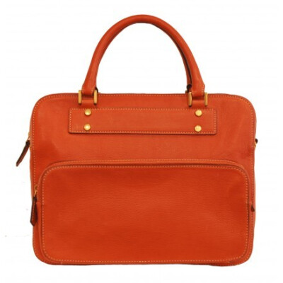 Orange leather bag. By Beracamy.