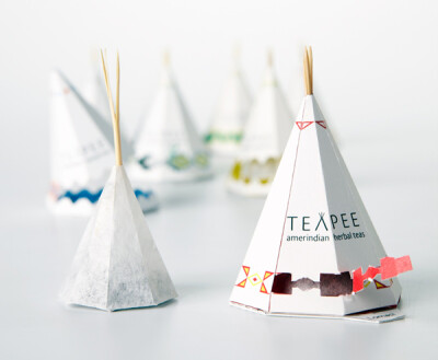  North American teapee packaging design 北美茶包的设计，设计成了印第安的帐篷