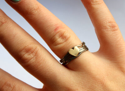 Handmade Sterling Silver Nest Heart Ring- made by Rachel Pfeffer