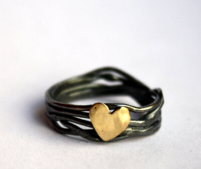 Handmade Sterling Silver Nest Heart Ring- made by Rachel Pfeffer