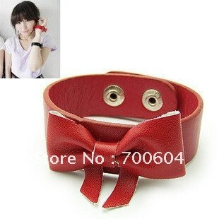 leather bowknot bracelet with 10pcs/lot,original factory supply