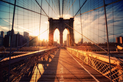 日落时的纽约布鲁克林大桥 Philipp Klinger摄影作品