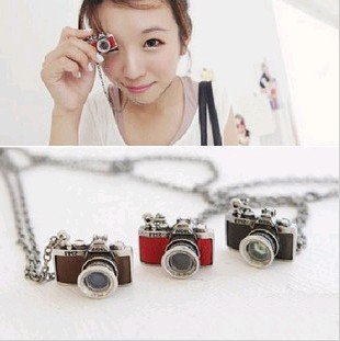 Min.order is $15 (mix order) Promotion fashion vintage style camera long necklace sweater chain 2 colors KX0124227