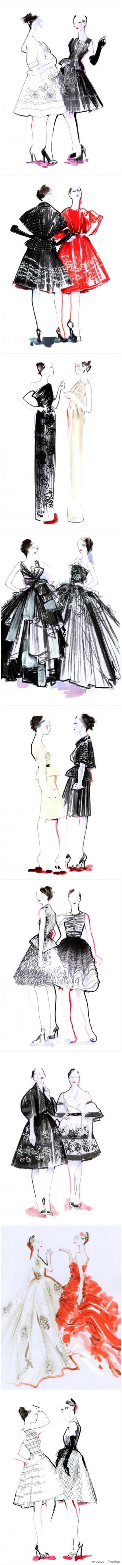 Christian Dior Haute Couture 2012 S/S by Bill Gaytten drawings.