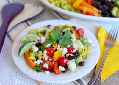 mexican chopped salad with spiced citrus vinaigrette.