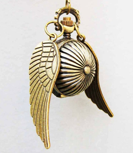 golden snitch Pocket watch Locket Necklace antiqued by qizhouhuang