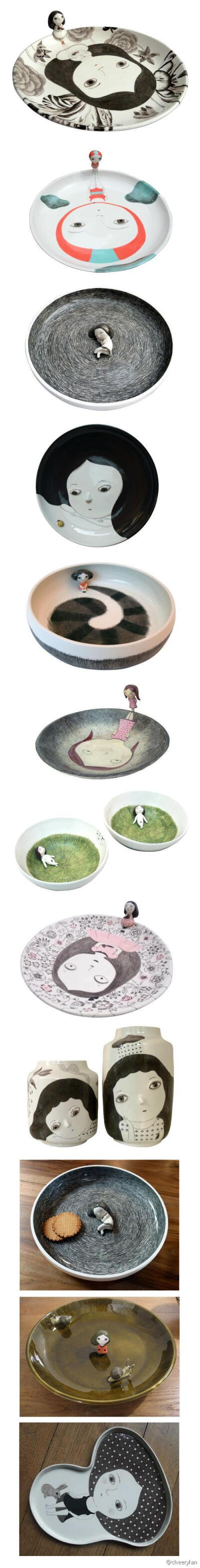 Nathalie Choux（illustrator/ceramic artist，French）经常和Lili一起做projects ，显然Nathalie 同样多才多艺又想象力过剩