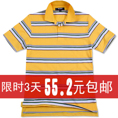 2012夏装男短袖T恤 男装翻领透气条纹休闲朱地棉短袖T恤原价115元，限时3天55.2包邮