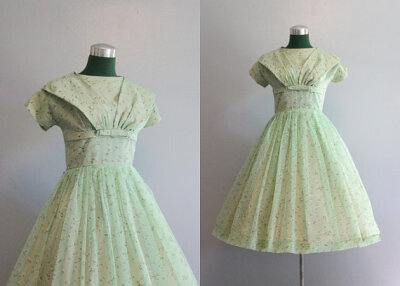 Vintage Dress / 1950s Party Dress / 50s Chiffon Party Dress