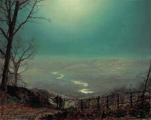 约翰·阿特金森·格里姆肖（John Atkinson Grimshaw，1836年至1893年）英国画家，是唯美主义画派的代表人物。维多利亚时期最负盛名和影响力的画家之一。他的父亲是一名警察，他的父母都反对他拿艺术作为一个职业生涯。为了绘画，他不得不违反父母的意愿，在24岁时辞去了他的第一份工作铁路职员，投身于艺术。他以绘画中精准的细节和对黑夜以及月光的离奇的表现手法而知名，“月光”乃成为其作品一个标志。